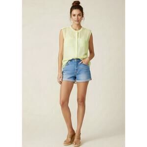 NWT Bellatrix Lime Green Sleeveless Sheer Button Up Tunic Top Coverup Size M NEW